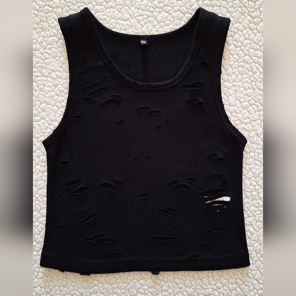 R13 Distressed Sleeveless Tank Top Black Sz S Org $145 - Picture 4 of 11